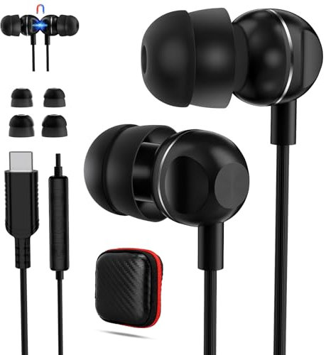 Cuffie USB C a Doppio Strato per Xiaomi 15 Ultra 14T Pro 13T 12 Lite Magnetico Auricolari Type C con Filo In-Ear Cuffie con Microfono Hi-Fi Stereo per iPhone 16 15 Plus iPad per Galaxy S25 S24 S23 S22