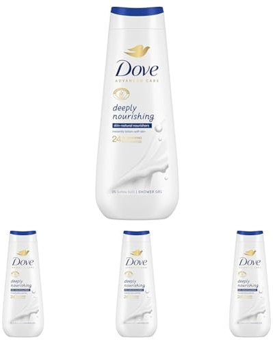 Dove Advanced Care Gel de Ducha Hidratación Profunda Hidratantes Naturales 600ml (Paquete de 4)