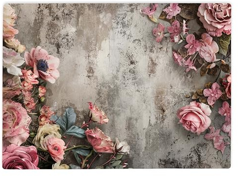 Shopagift Vintage Pink Floral Roses Glass Chopping Board Large Kitchen Worktop Saver 39cm x 28cm
