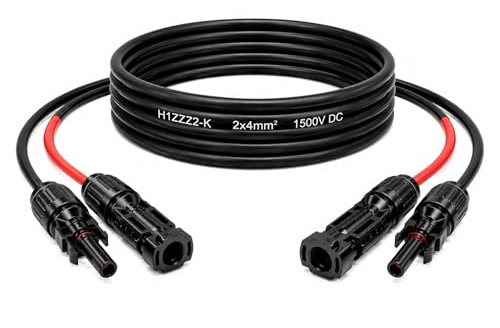 Solarkabel Duplex 15m Set 4mm² H1Z2Z2-K – inkl. MC4 Stecker & Adapter – TÜV zertifiziert – 1500V 30A – UV- & witterungsbeständig – für Solaranlagen, Photovoltaik & Balkonkraftwerke