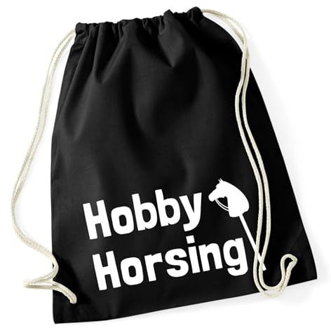 Huuraa Turnbeutel Hobby Horsing Steckenpferd 12 Liter Black Baumwolle Rucksack Geschenkidee