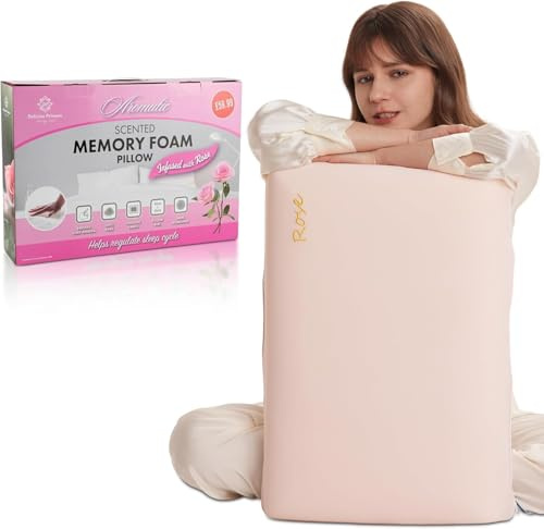 Artistic Fashionista Limited Premium Scented Memory Foam Pillow – Orthopaedic Support with Cooling Fabric, Breathable & Hypoallergenic – Anti Snore - Reduces Sleep Apnoea, stress & Anxiety (Rose)