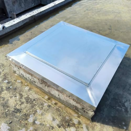 19.5in Outdoor Roof Maintenance Hatch, Roof Hatch Steel Theft Door with Rotating Buckle Lock, Slope Design, Safety Door with Gas Shock Strut & Handle