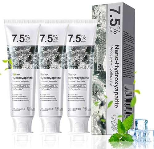 VLUVLA 3 Pcs Hydroxyapatite Toothpaste 120g, Nano Hydroxyapatite Toothpaste | for Sensitive Teeth, Fluoride-Free Enamel Repair Tooth-paste, Gentle Whitening & Fresh Breath, Daily Oral Care