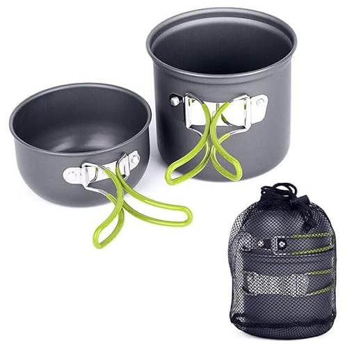 Outdoor-Kochtopf aus Aluminium – Leichter Camping-Kochtopf mit Deckel & Netzbeutel, Ideal für Wandern, Picknick & Backpacking – Spülmaschinenfest & Kompakt