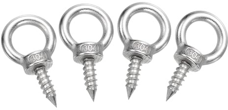 sourcing map M6x20mm Eye Hooks 2x1x1.1 Inch 304 Stainless Steel Eye Bolts Hammock Hooks for Screw Eyes Hanging Swing, Yoga Hammock Stand, Pack of 4