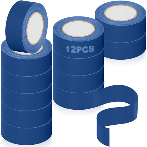 12 Rollen Abklebeband Maler, 24mm x 20m Innen Dekoration Malerkrepp, Keinerlei Rückstände Malerband, Saubere Kanten Klebebänder, Kreppband für Renovieren, Malerarbeiten, Renovierungen (Blaues)