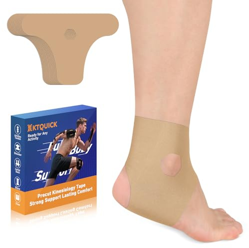 KTQUICK Vorgeschnittene Kinesiotape für Knöchel,10PCS,Latexfrei&Wasserdicht | Hochelastisches Atmungsaktives Baumwolle, Stabilisiert Sprunggelenk,Schützt vor Verstauchungen beim Laufen&Fitnesstraining
