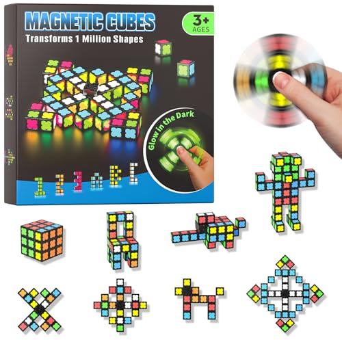 Magnetische Fidget Toys Kinder Teen Erwachsene, 36PCS Fidget Spinner | Dunkeln Leuchtenden Magnetische Bausteine, DIY Kreative Magnete Spielzeug Geschenke für Adhs, STEM Kinder Sensorik Spielzeug