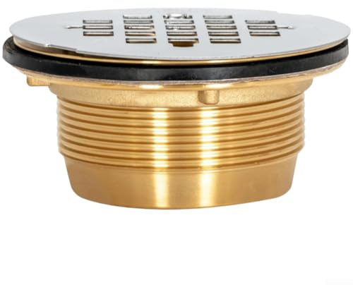 Brass Shower Floor Drain, 4-1/4 Inch Heavy Duty Anti-Clog Design with 40-50mm Water Seal for Bathroom or Outdoor Use
