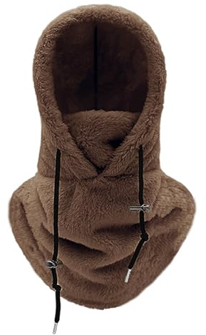 JIAHG 2 en 1 Bonnet Écharpe Polaire pour Femme Homme Cagoule de Cyclisme Hiver Chaud Coupe-Vent Balaclava avec Cordon de Serrage Multifontionnel Cache Cou Nez Oreilles