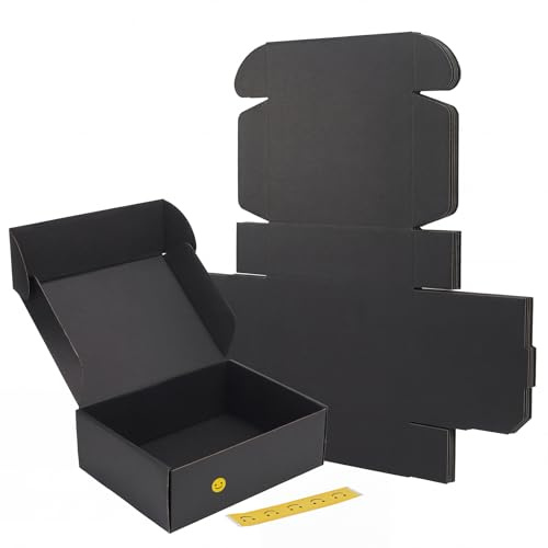 RLAVBL Versandkartons, 6 Stück doppelseitig matt schwarz 30,5 x 22,9 x 10,2 cm, einfach zu montieren, ideal für kleine Unternehmen