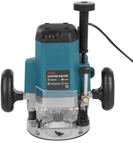 2200w Holzfräse Oberfräse Trimmer Elekto Fräsmaschine Kantenfräse 6 Geschwindigkeitsstufen 5,8 Cm Schnitttiefe 3 Spannzangen 6.35/9.52/12.7mm Mit 15-Fräser Zum Schneiden Von Kanten Schlitzen Gravieren