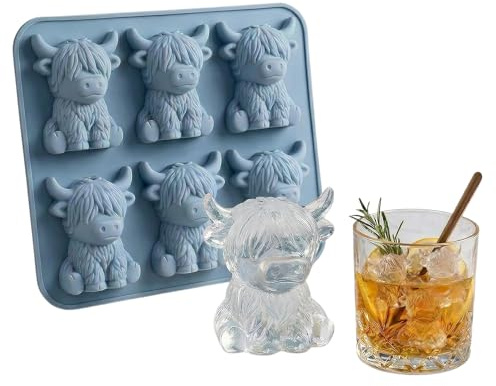 Charming Mini Highland Cow Ice Cube Mold - 3D Silicone Tray for Whiskey, Cocktails & More | Cute Farmhouse Drink Accessory