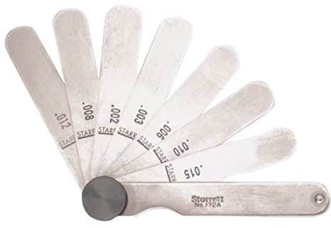 Starrett Tempered Steel Thickness Gage with Straight Leaves, Locking Device, Rugged and Substanial Steel Case - .0015- .015 Thickness, 9 Leaves - 172A