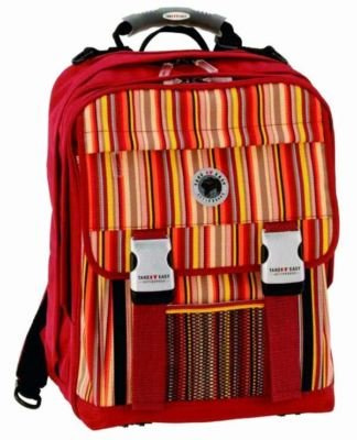 TAKE IT EASY Rainbow Schulrucksack rot gestreift