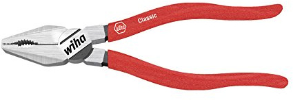 Wiha Kombizange Classic mit DynamicJoint® (einzigartige Gelenkkonstruktion für bessere Kraftübertragung) und OptiGrip (optimaler Halt durch 3-Punkt-Auflage und neu geformte Greifflächen) mit extra langer Schneide in Blister (27336) 180 mm