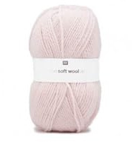 Rico Creative Soft Wool Aran Fb. 011 - puderrosa, 100g weiche, Pflegeleichte Wolle mit Polyacryl, für Nadelstärke 5 mm