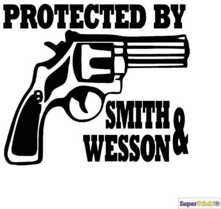 Superstiki Protected by Smith & Wesson Revolver, adesivo per auto, 15 cm, decorazione per auto tuning e hobby di corsa, A1280 in pellicola ad alte prestazioni