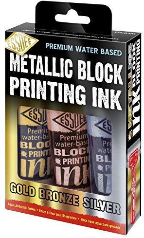 Essdee Metallic Block Printing Ink 3 Pack (Metallic Gold, Silver, Bronze)