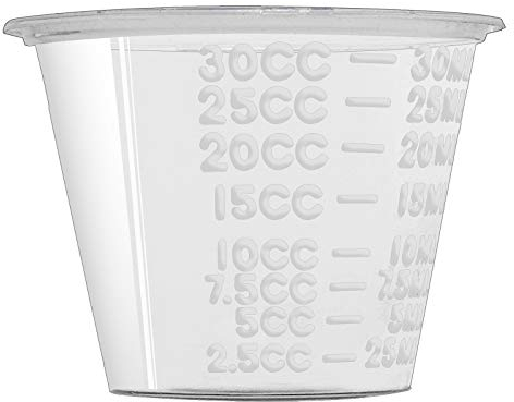 Qualicare 100 x 60ml Plastic Reusable Guided Measuring Cup Tablet Pill Tub Medicine Containers Pots