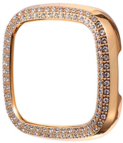 Hemobllo Strass Uhrenabdeckung Kristall Funkelnd Bling Uhrengehäuse Smart Watch Schutz Stoßstange Kompatibel für Versa3 / Sense