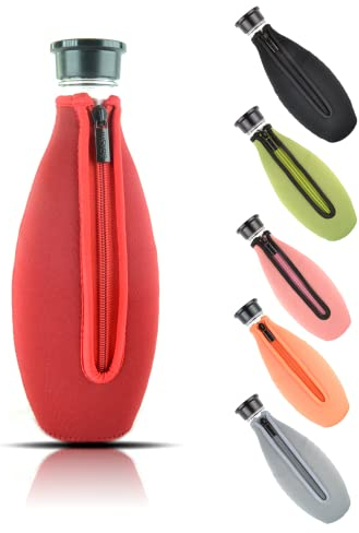 Bokshi® Bottle Cover | Premium Schutzhülle für SodaStream Crystal Glaskaraffe | Hülle aus Neopren für Soda Stream Crystal Glasflasche | rot