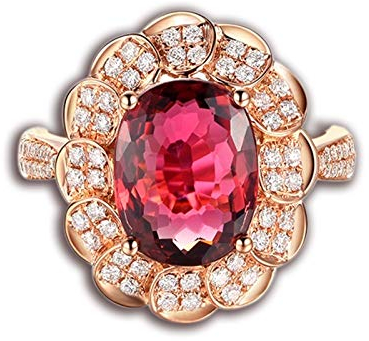 Beydodo Verlobungsring Rotgold 750, Eheringe Damen Blume Ring mit 3.15ct Turmaline Rosegold Hochzeit Ring Größe 62 (19.7)