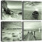 Artscope 4 Teilig Leinwandbilder mit Seaside-Grau Motiv Kunstdruck - Moderne Wandbild für Badezimmer Wohnzimmer Wanddekoration - 30 x 30 cm
