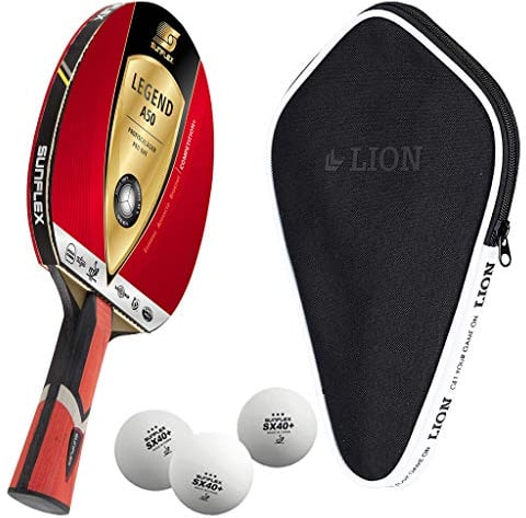 Sunflex Legend A50 Tischtennisschläger + Tischtennishülle + 3*** ITTF SX+ Tischtennisbälle | Tischtennisschlägerset | Tischtennis Profi Set
