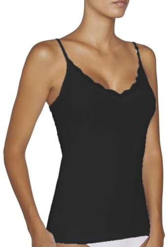 YSABEL MORA - Camiseta lencera Tirante Fino algodón Negro