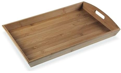 Bigbuy Home S3405394 Bandeja Bambú Madera, 32 x 6.5 x 50 cm, Wood, Negro