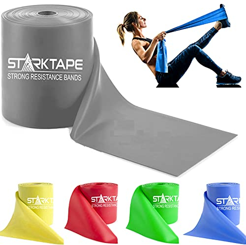 Starktape Resistance Bands Widerstandsbänder Latexfrei – Professional Fitnessbänder für Home-Training, Physiotherapie, Pilates, Krafttraining und Rehabilitation - 23 Meter Grau