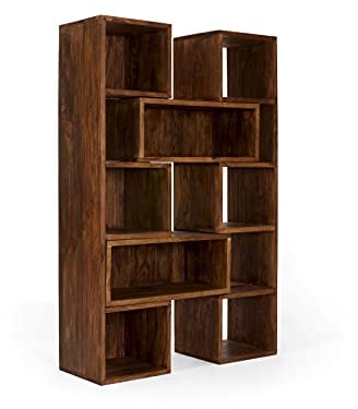Woodkings® Bücherregal Cube Massivholz Palisander Raumteiler Holzregal Wandregal Raumteiler Regal 13 Fächer
