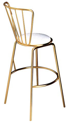 Taburetes de Bar Taburetes de Bar con Respaldo, sillas de Bar con cojín de Terciopelo, Patas y reposapiés de Metal Dorado para Isla de Cocina, Altura del Asiento de 25,6 / 29,5