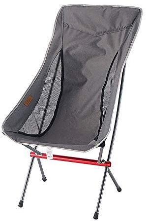 ChengBeautiful Klappbarer Angelstuhl Außen Klappstuhl Heightened Moon Chair Freizeit Strand Stuhl Rückenlehne (Farbe : Grau, Size : 37x44x102cm)
