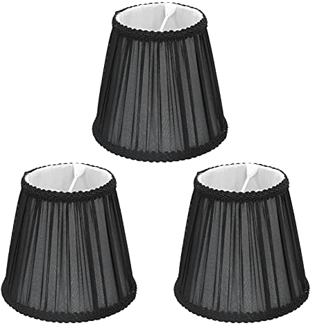 3PCS Lampenschirm Für Tischlampe, Lampenschirm Schwarz E14 Premium Lampenschirm Ersatzschirm Klein Hängelampe Für Kerze Kristall Kronleuchter Candle Light Wand Licht Tischleuchte