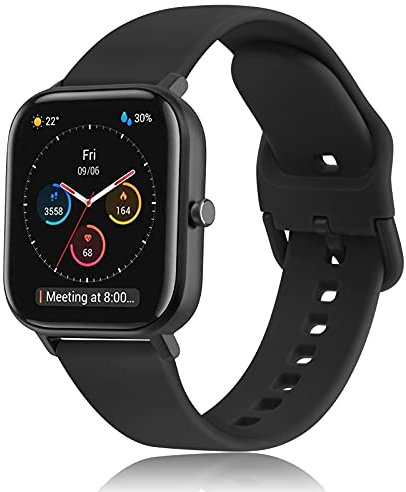 Yisica Silicone Bracelet Compatible pour Amazfit Bip U Pro/Bip 3/Bip 3 Pro, 20mm Bracelet de Remplacement en Silicone Réglable pour Amazfit Bip/Bip S/Bip S Lite/Amazfit GTS 4 Mini, Noir
