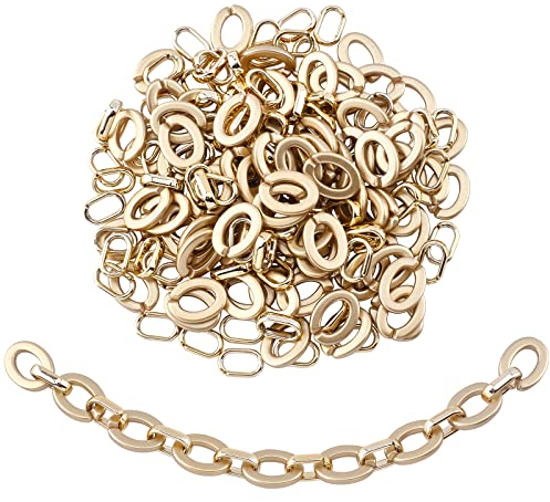 SUPERFINDINGS 200Pcs 2 Styles Opaque Linking Rings Acrylic and CCB Plastic Gold Quick Link Connectors Oval Link Curb Chain Connectors for Earring Necklace Jewelry Eyeglass Chain DIY Craft Making