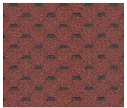 TIMBELA Bitumenschindeln-Set Hexagonal Rock H333RED, rote Bitumen-Dacheindeckung M333 für Gartenhaus