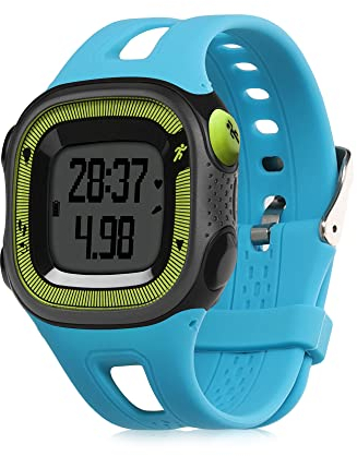 kwmobile Ersatzarmband kompatibel mit Garmin Forerunner 10/15 (L Size Model) Armband - Fitnesstracker Band aus Silikon in Blau matt