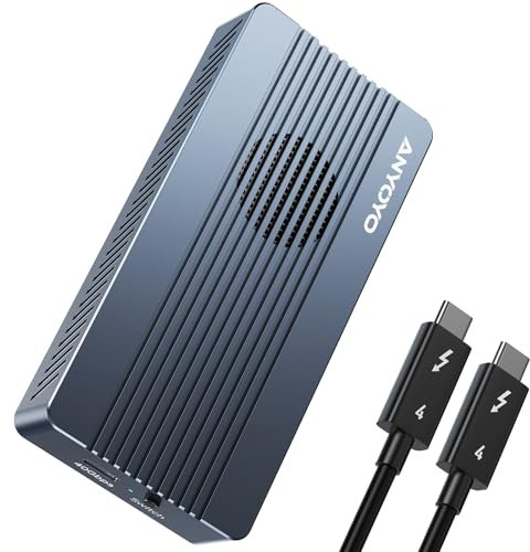 ANYOYO 40Gbps NVMe Enclosure With Built-in Cooling Fan, Aluminum External M.2 NVMe SSD Enclosure for Thunderbolt 3/4, USB4/3.2/3.1/3.0 Device, Support Size 2280 M&B+M-Key PCIe, Up to 2800MB/s