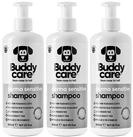 Derma Sensitive Shampoo von Buddycare - Hundeshampoo für empfindliche Haut - Mit Aloe Vera und Pro-Vitamin B5 (500ml x3)