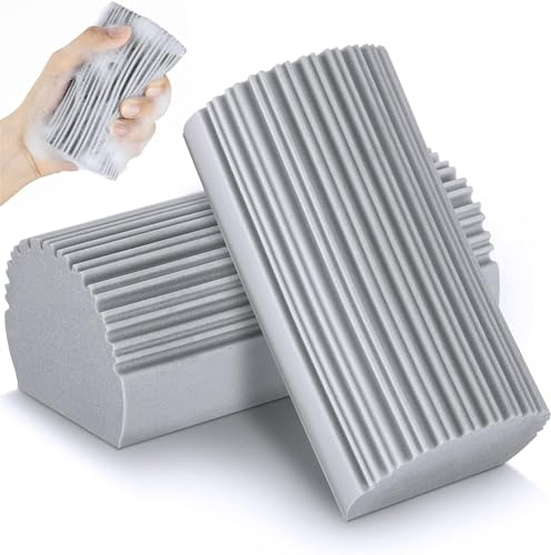 YFUIF 2-Pack Damp Clean Duster Sponge, Staubwedel waschbar, Reinigungsgeräte Haushalt, Staubschwamm für Holzjalousien, Heizkörper, Fußleisten, Spiegel & Spinnweben