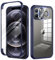 seacosmo for iPhone 12 Pro Case 6.1 Inch, Full-Body Shockproof Case with Built-in Glass Screen Protector and Camera Lens Protector Rubber Bumper Case Cover for iPhone 12 Pro- Blue/Clear