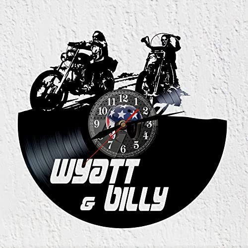 VINY WOODY Vinyl Schallplatte Wanduhr Silhouette Kino Biker