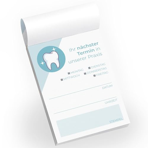 Primus Print Terminblocks - Terminzettel - Terminkarten für Kunden und Patienten - A7-50 Blatt - starkes Papier Arztpraxis Kosmetik Tierarzt Friseur Zahnarzt (5, Zahnarzt)