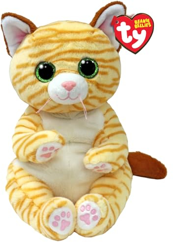 TY Mango Katze Beanie Bellies Medium 24cm - Quetschbare Beanie Baby Weiche Pluschtiere - Sammelbares Kuscheliges Stofftier