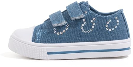 Kids Trainers Girls Easy Fasten Casual Sneakers Outdoor School Shoes Walk Sport Canvas Shoes Size 10 UK Child