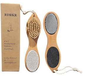 RDRKR 4 in 1 Foot Cleaner Kit, Double Sided Pumice Stone, Steel Files, Sandpaper, Boar Bristle Brush